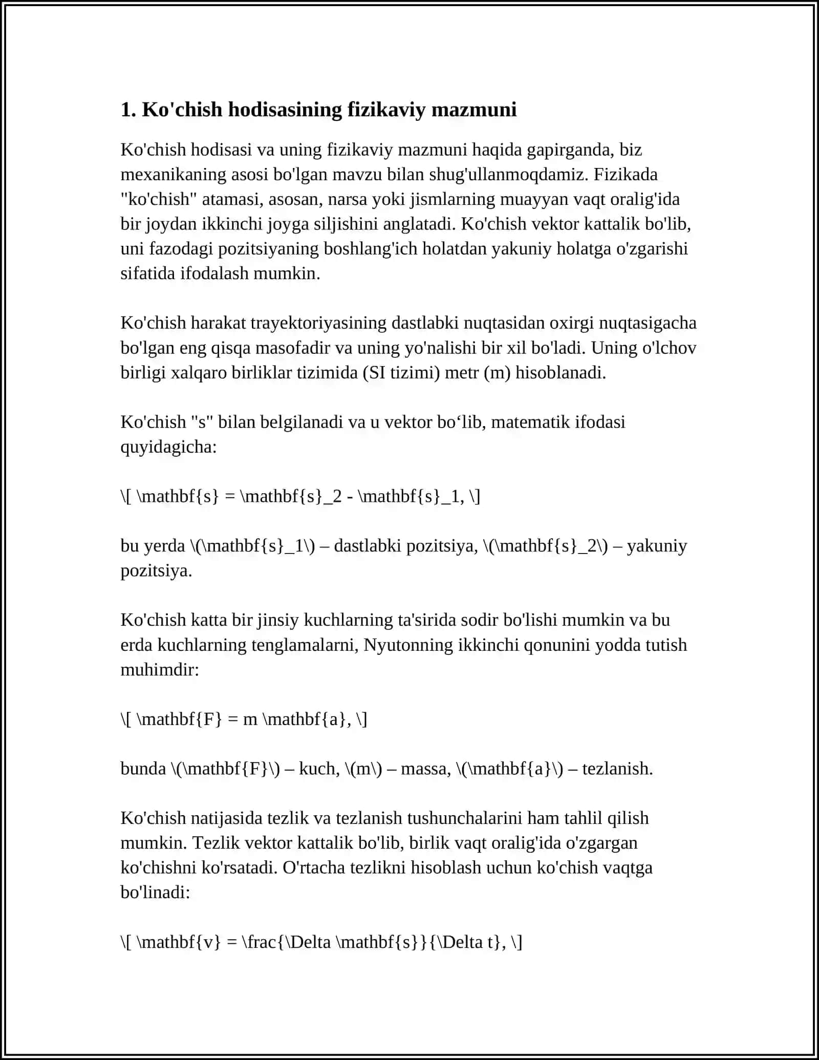 KOʻCHISH HODISASI.FIZIKAVIY KENITIK HAQIDA TUSHUNCHA. RELAKSATSIYA VAXTI. SOCHILISHNING EFEKTIV QISMI 4