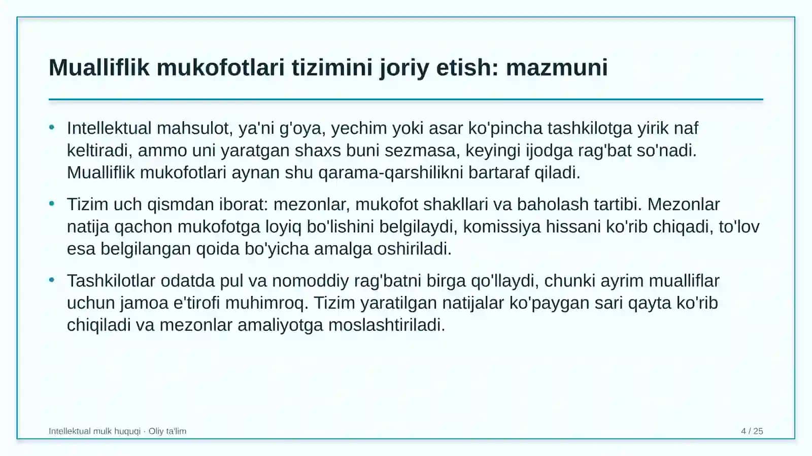 eksport faoliyatida mualliflik mukofotlari tizimini joriy etish 7212 4