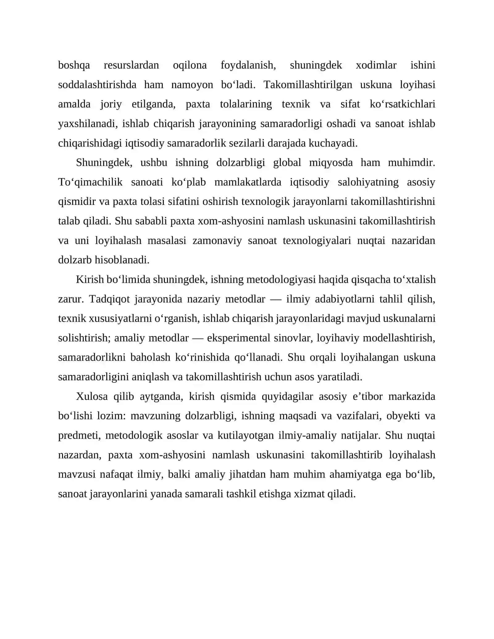 Paxta xom-ashyosini namlash uskunasini takomillashtirib loyihalash 4