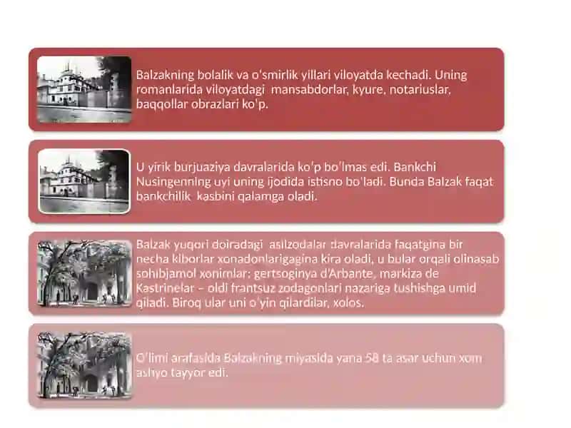 XX asr Yevropa, Amerika adabiyoti (Balzak, Dikkens, Stendal ijodi)mavzusida taqdimot 4