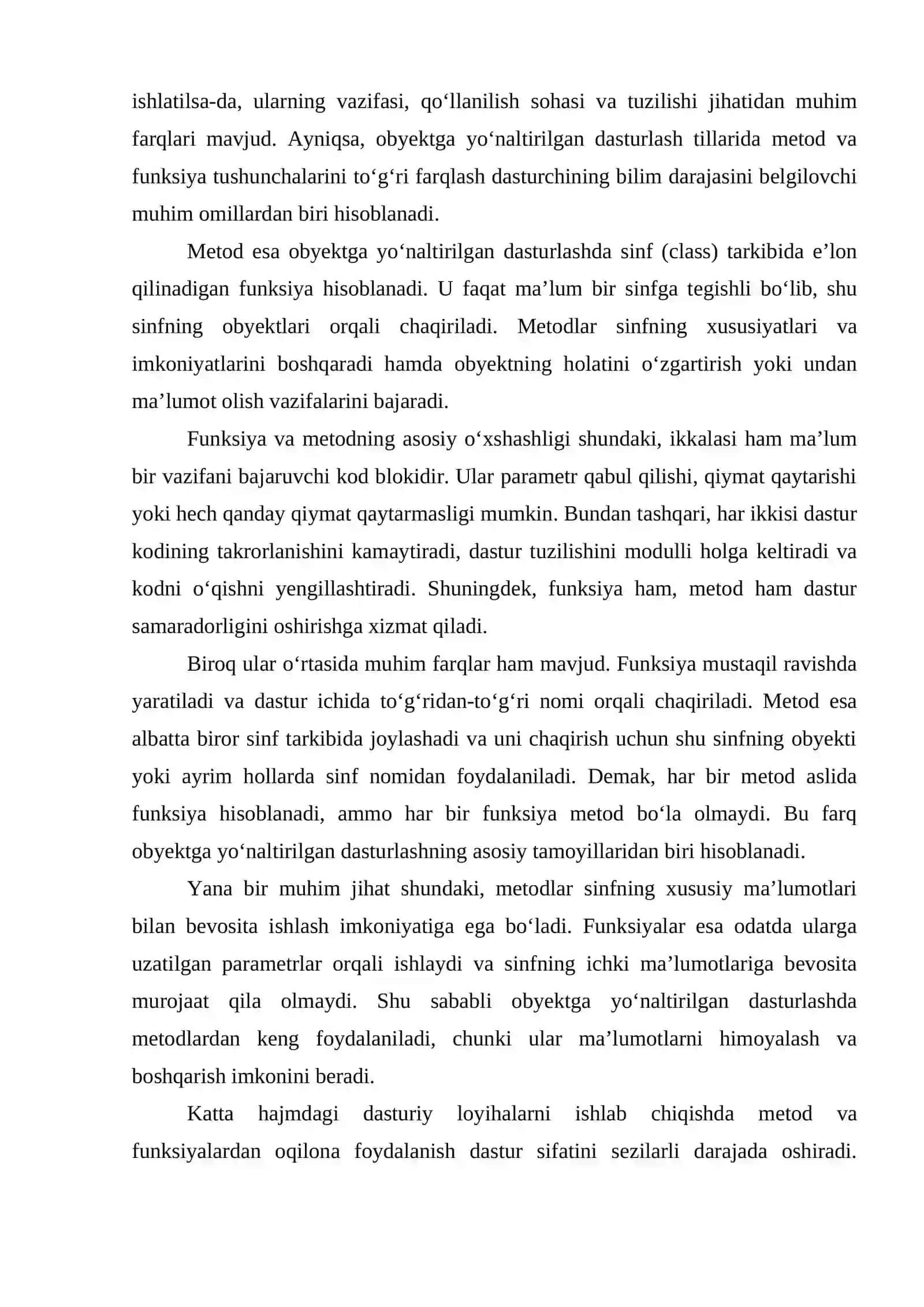 Metodlar va funksiyalarning farqi. C++ dasturlash tilida funksiyaning tasnifi. 4