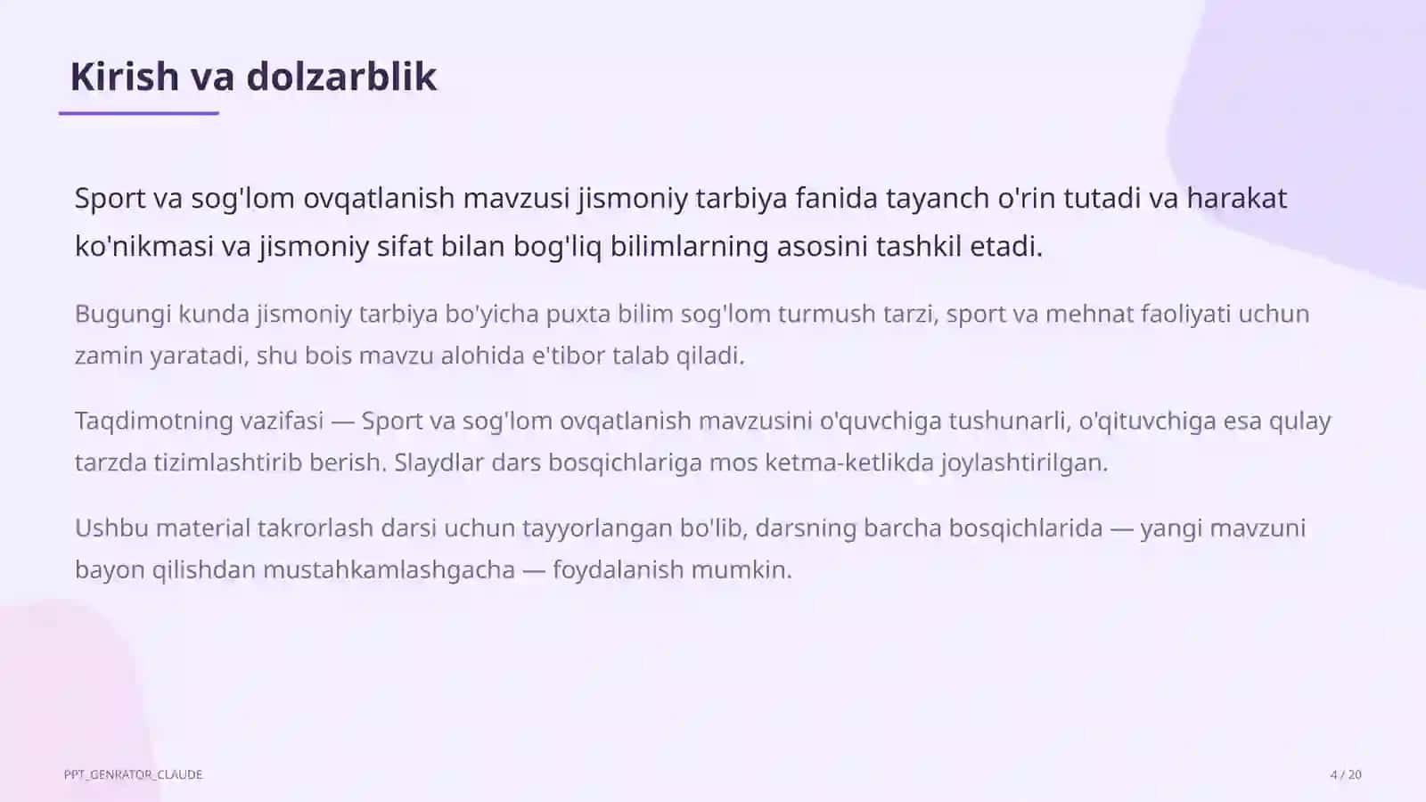 Sport va sog'lom ovqatlanish (8-sinf) 4
