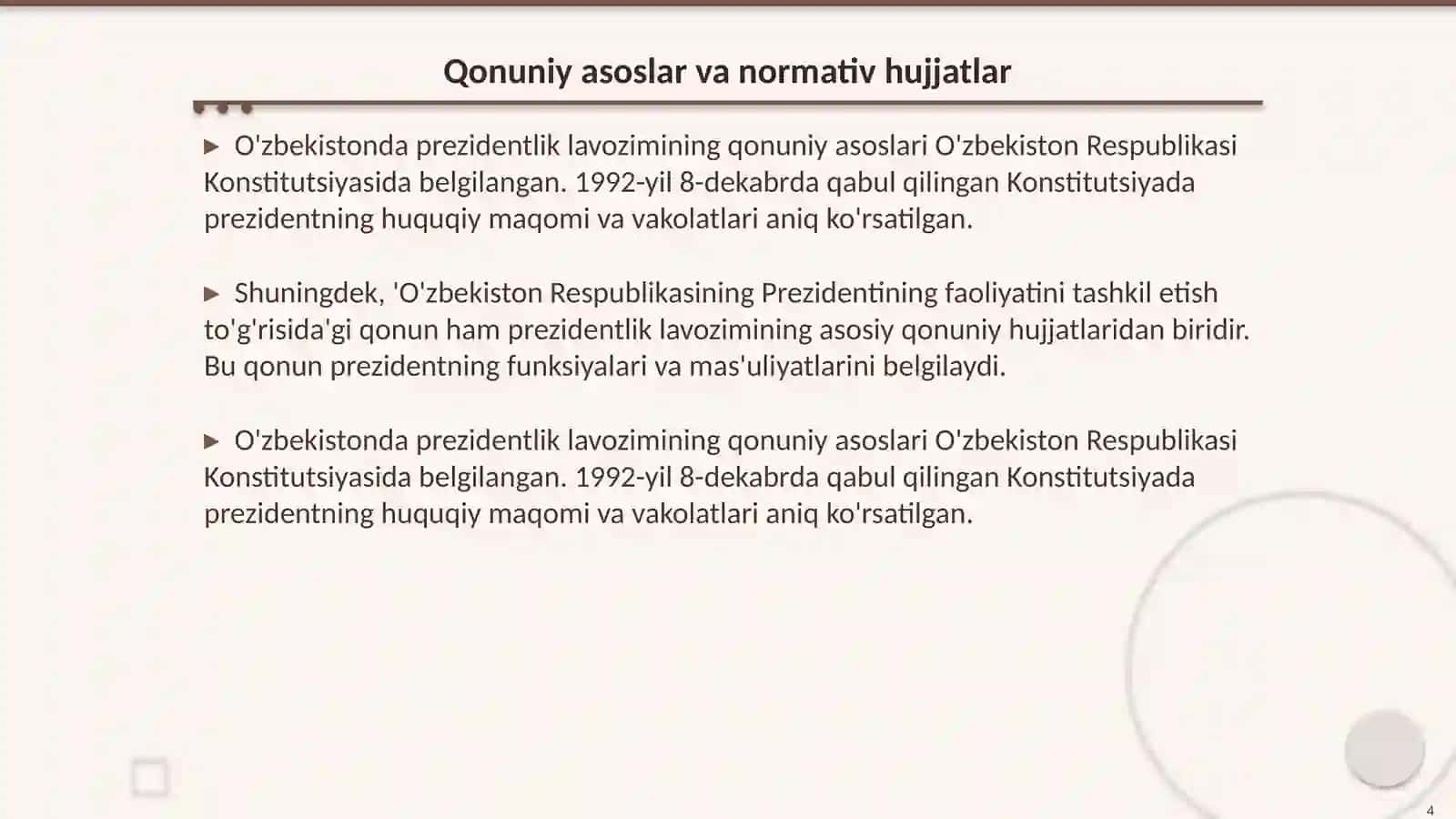 O'zbekistonda prezidenlik lavozimining joriy etilishi 4