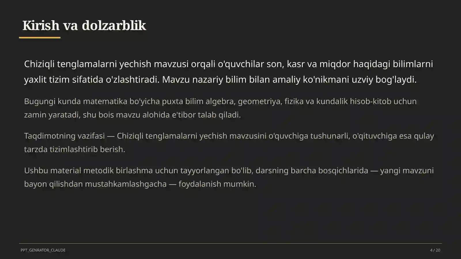 Chiziqli tenglamalarni yechish (6-sinf) 4