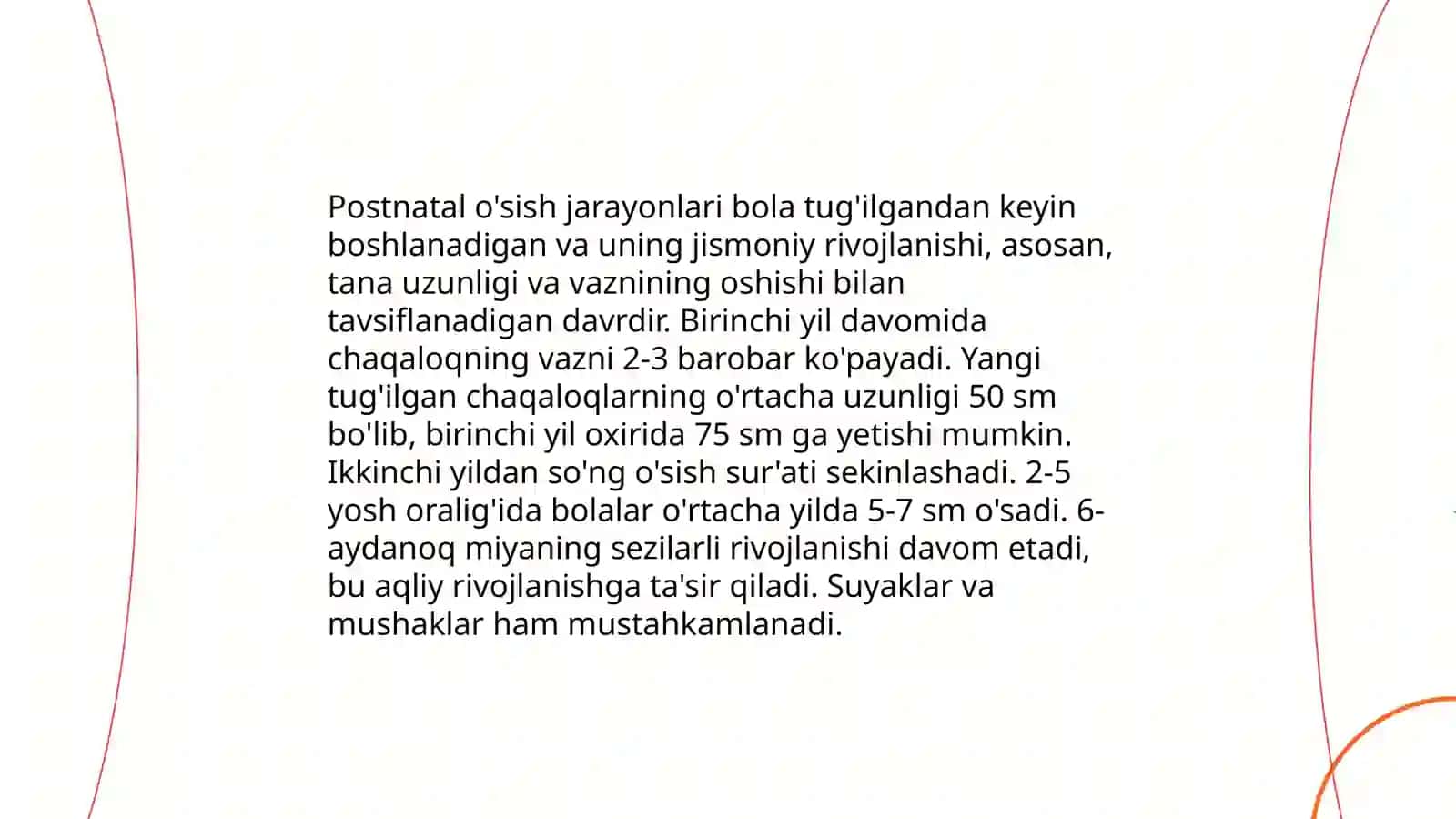 Organizmning postnatal rivojlanishi. Orgazm oʻsish va rivojlanishni boshqaruvchi omillar 4