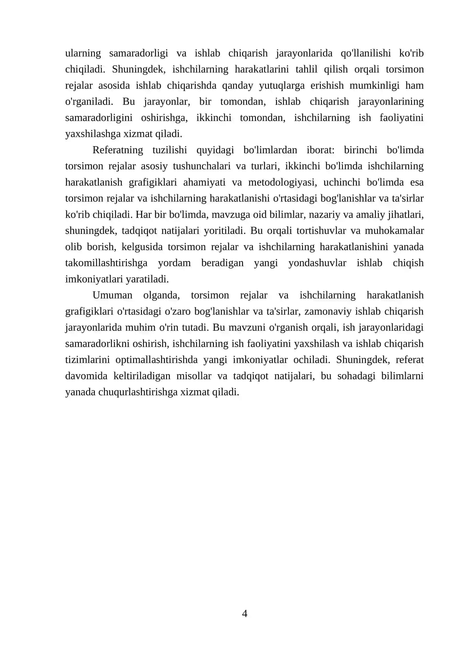 Torsimon rejalar va ishchilarning harakatlanish grafigiklari 4