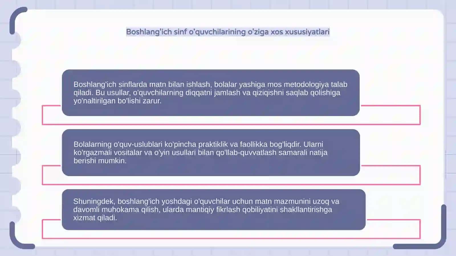Boshlang'ich sinflarda matn bilan ishlash metodologiyasi 4