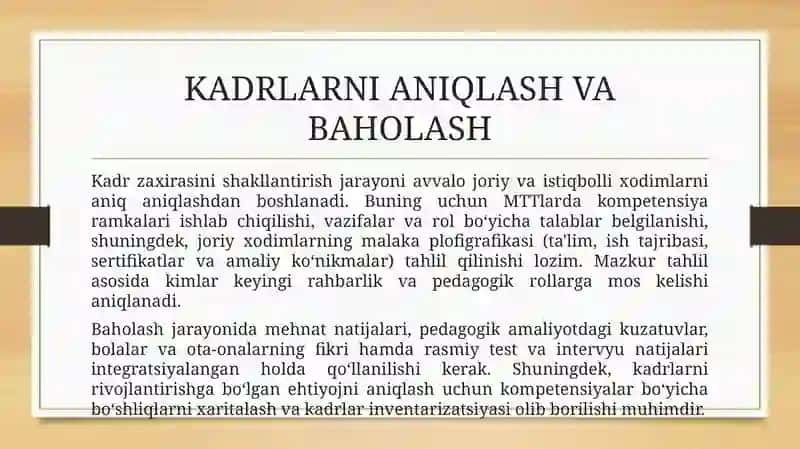 Maktabgacha ta'lim tashkiloti istiqboli va amaldagi kadrlar zaxirasini shakllantirish 4