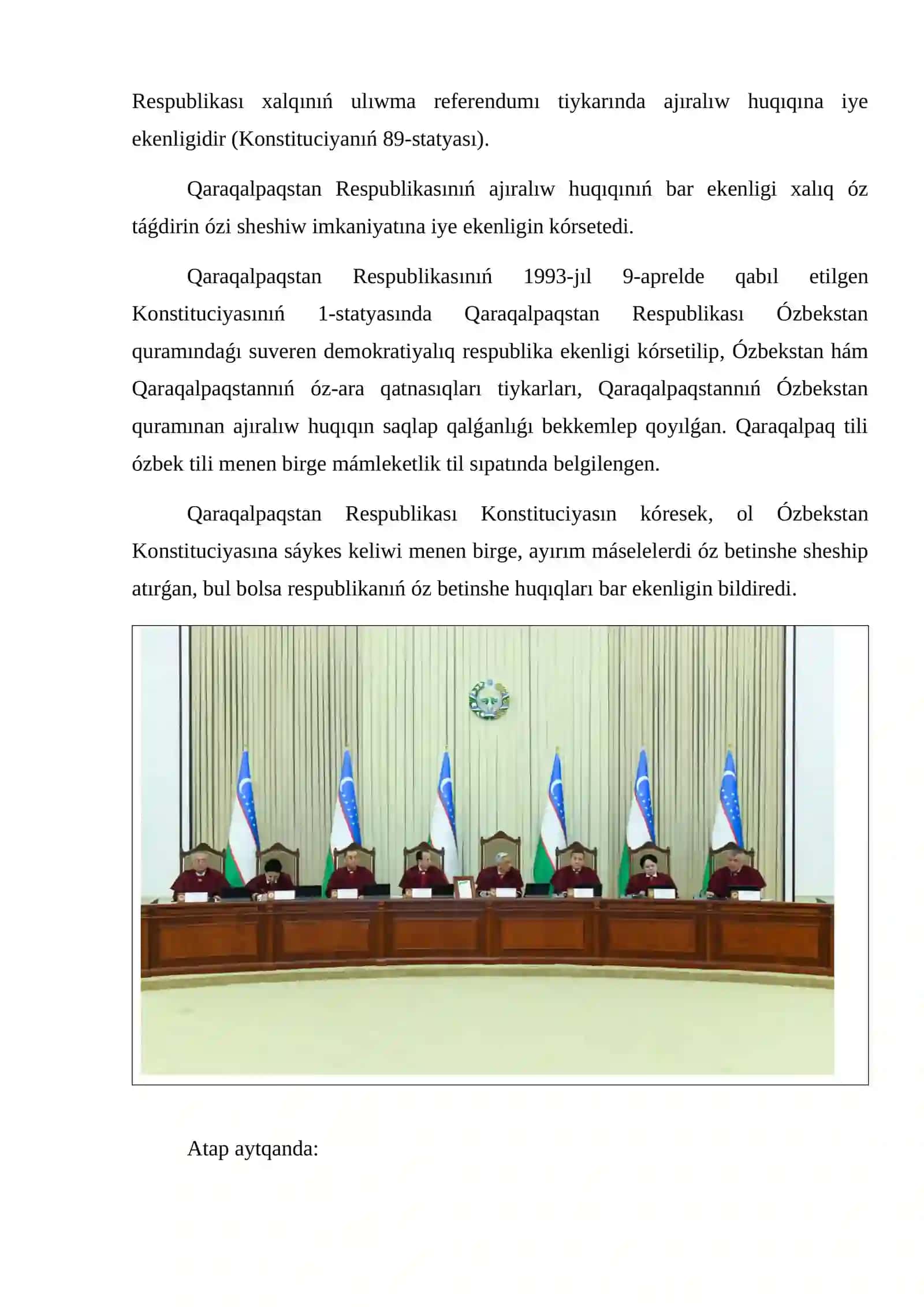 Qaraqalpaqstan Respublikasınıń konstitucıyalıq jaǵdayı 4