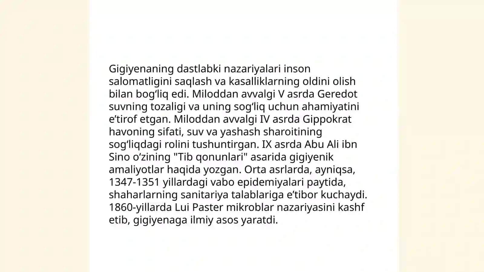 Gigiyenaning qadimgi davrda shakllanishi 19 20 asrlardagi taraqqiyoti 4