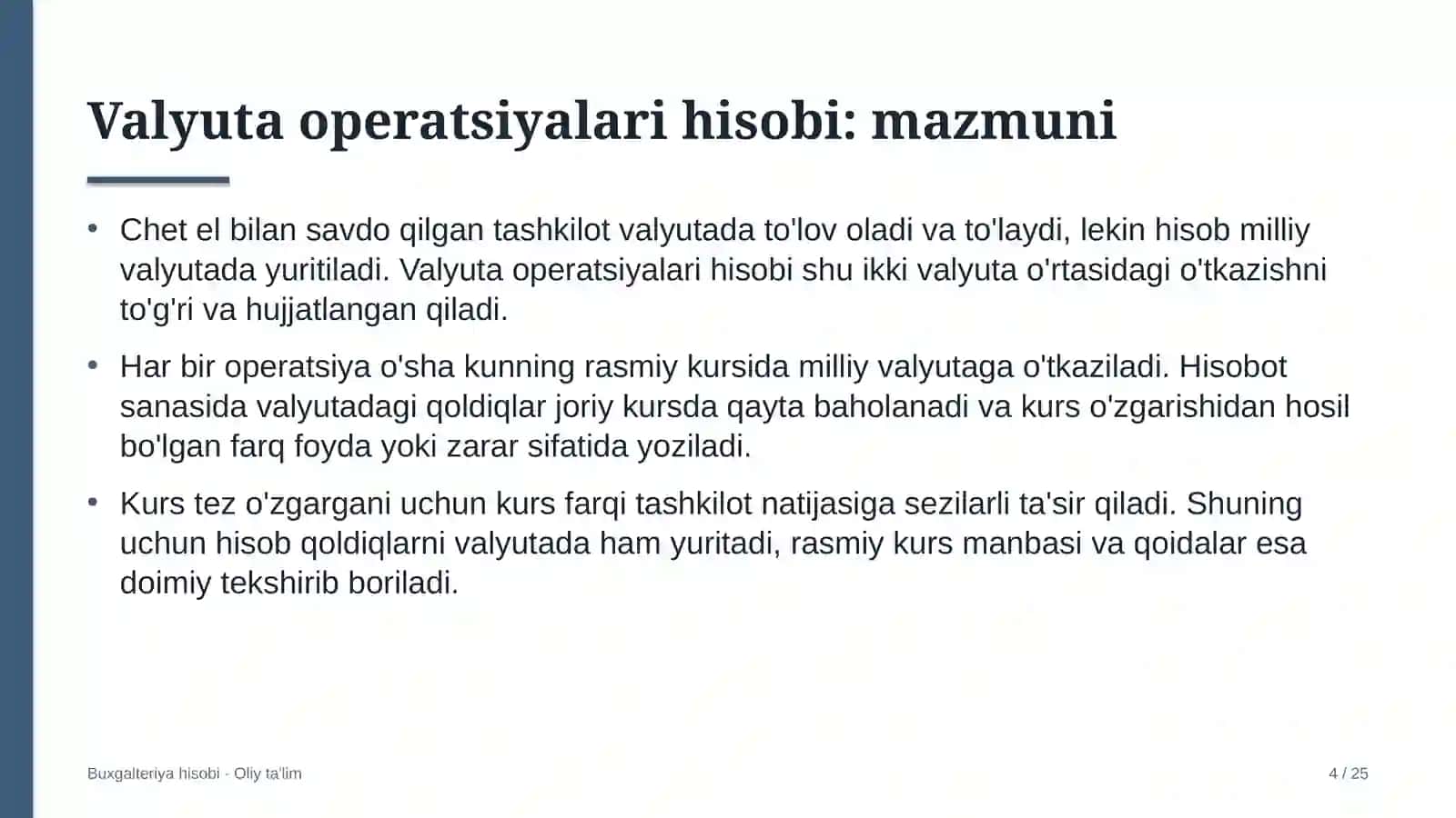 olimpiya zaxiralari kollejlarida valyuta operatsiyalari hisobi 8222 4