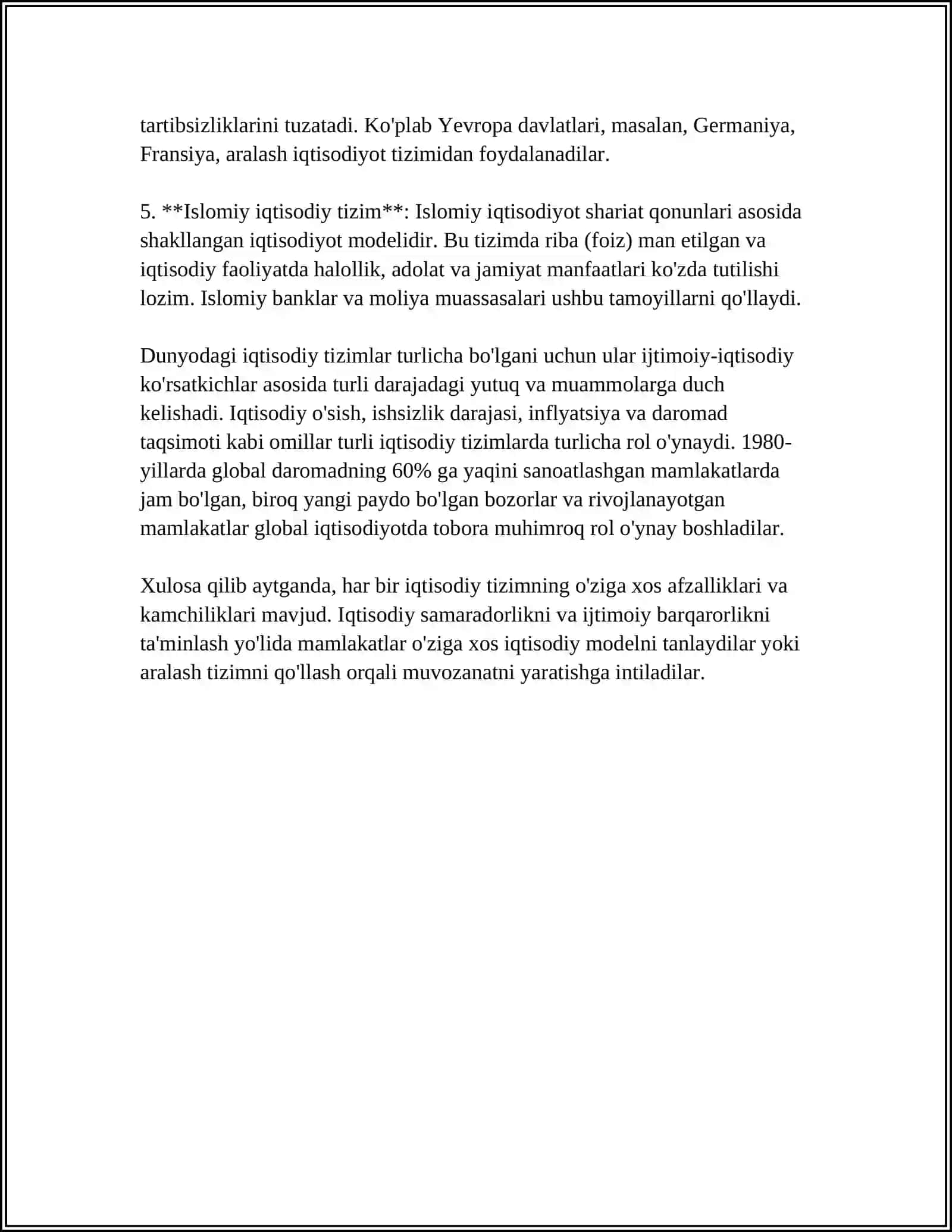 IQTISODIY TIZIM VA IQTISODIY MUNOSABATLAR 4