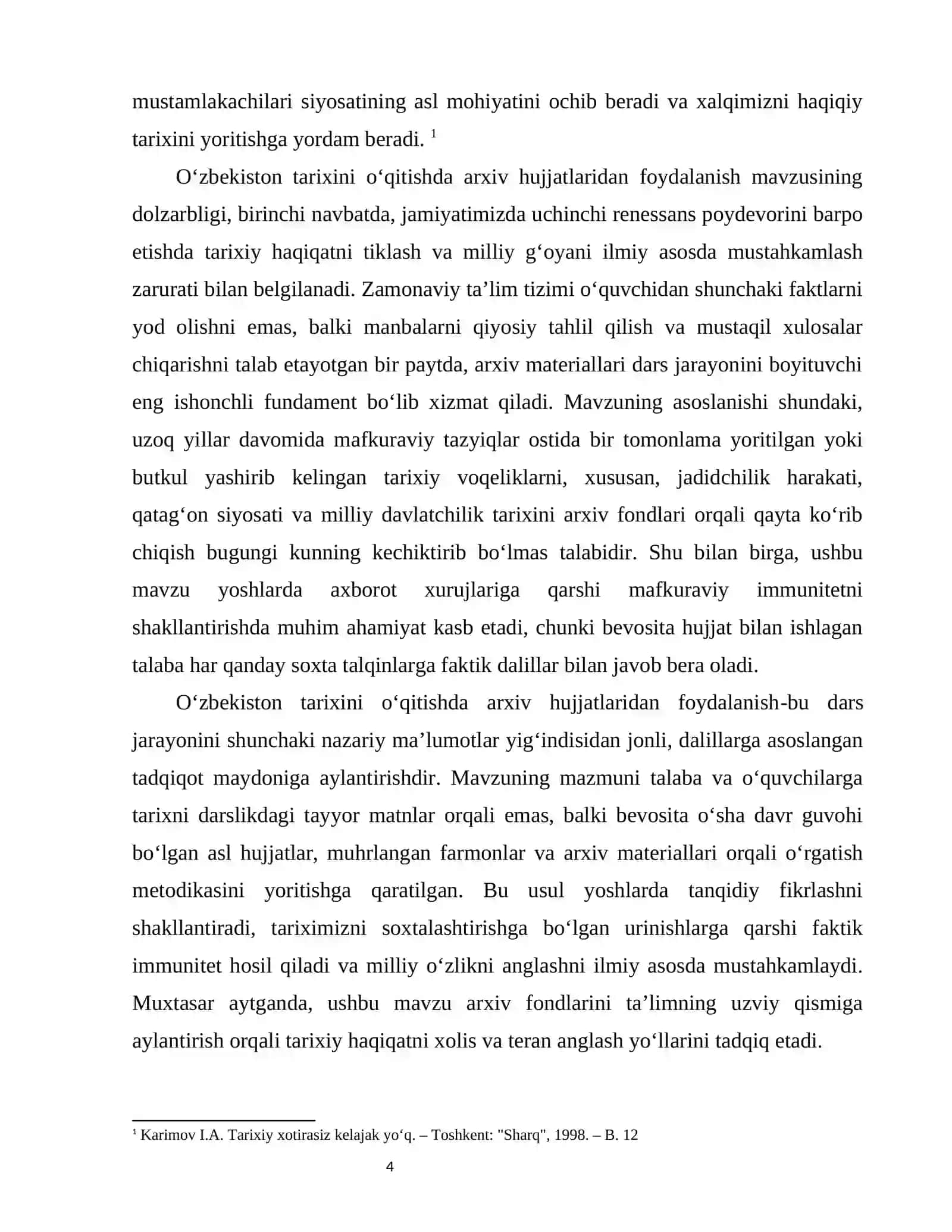 O'zbekiston tarixini o'qitishda tarixiy manbalar arxiv hujjatlaridan foydalanish 4