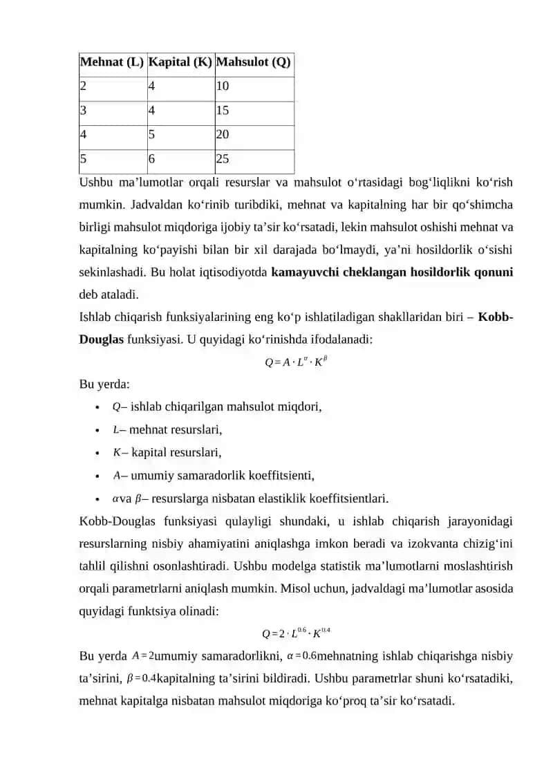 KORXONA ISHLAB CHIQARISH FUNKSIYASINI TAHLIL QILISH VA OPTIMALLASHTIRISH 4
