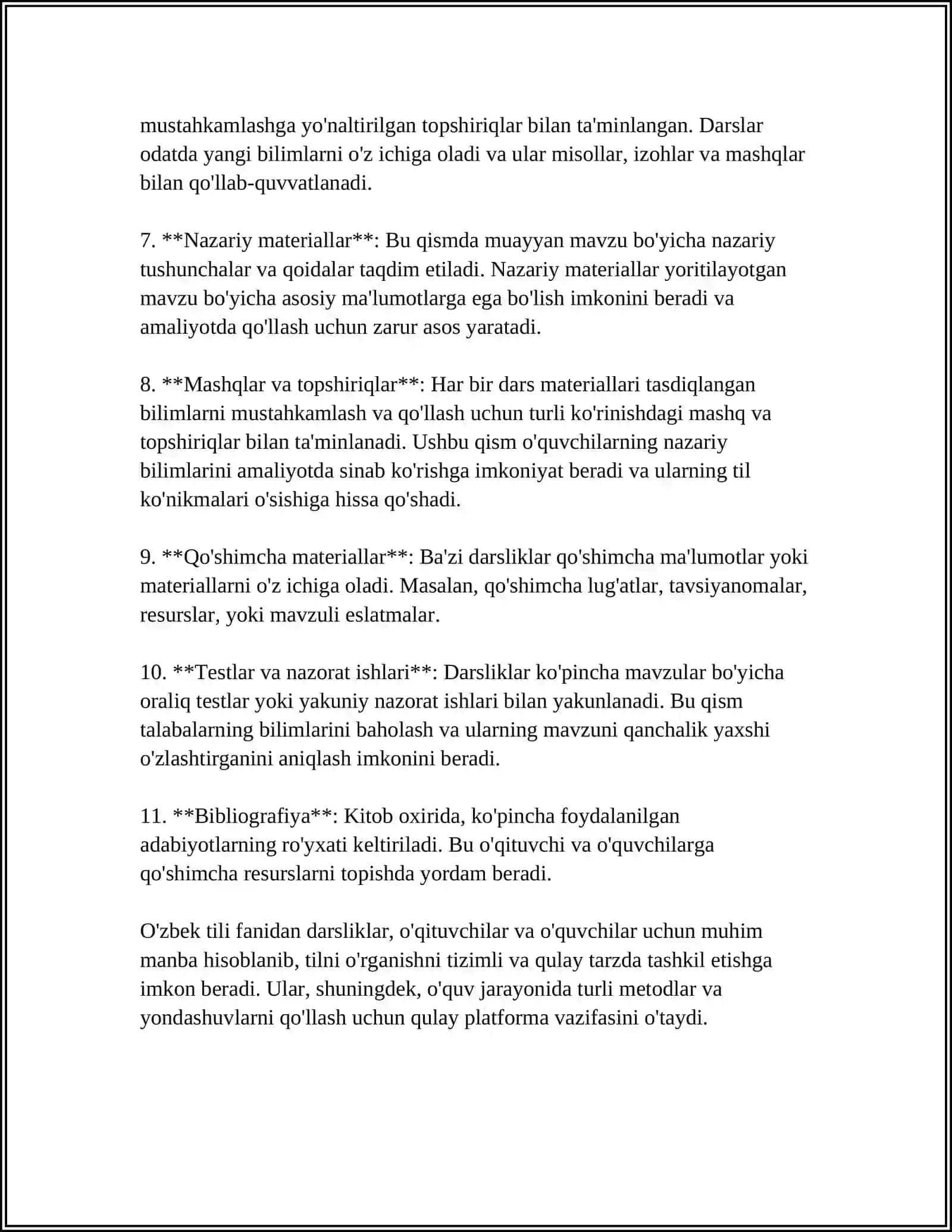O'zbek Tili Fanidan "Darslik va O'quv Qollanmalar,ularning tuzilishi,xususiyatlari" Mavzusida 4