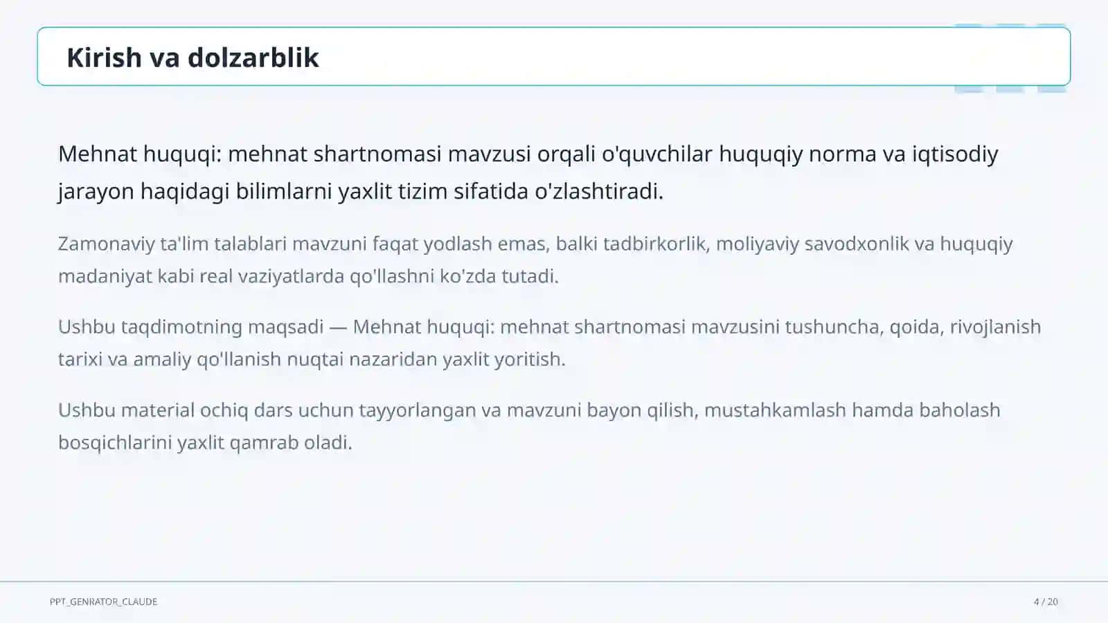 Mehnat huquqi: mehnat shartnomasi (9-sinf) 4