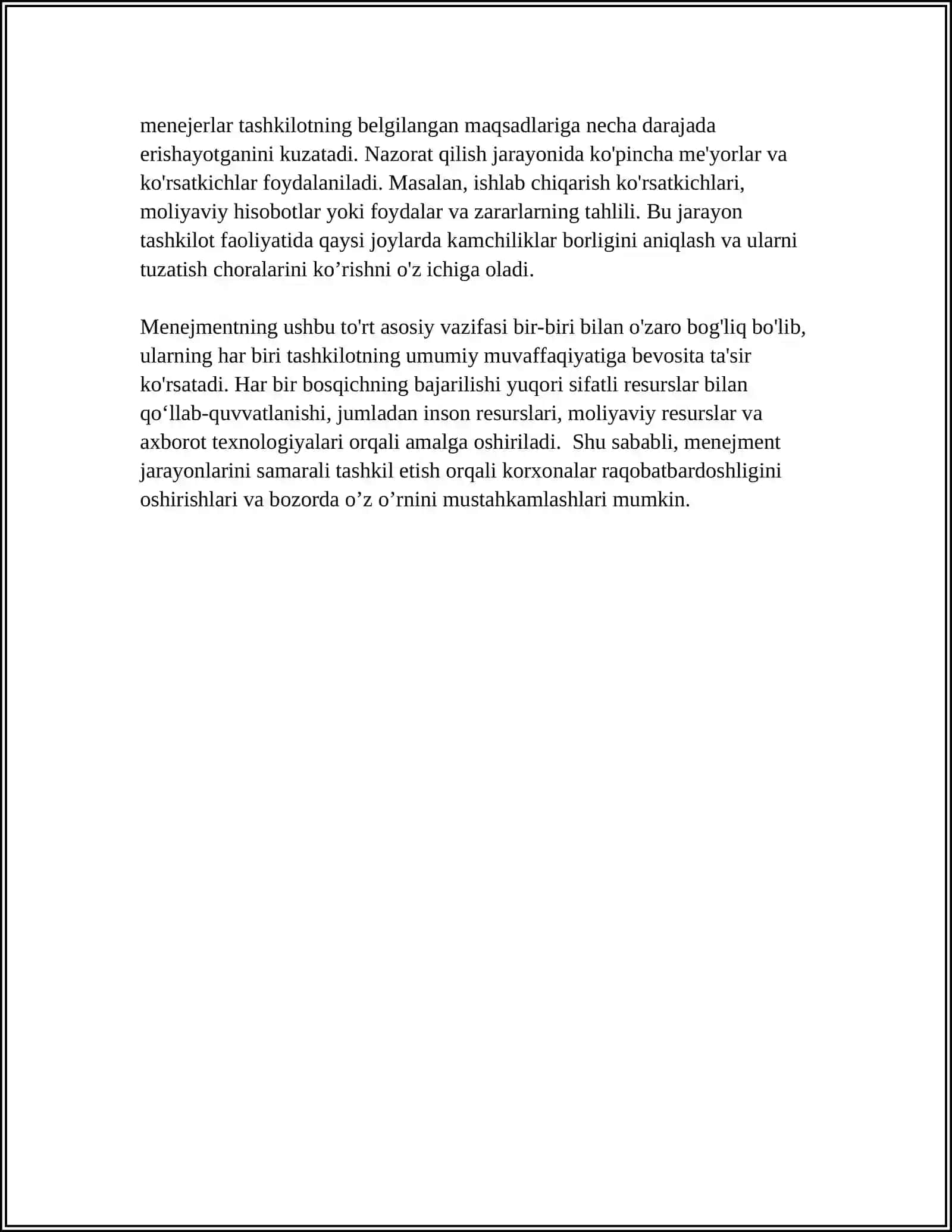 Menejmentning asosiy vazifalari 4
