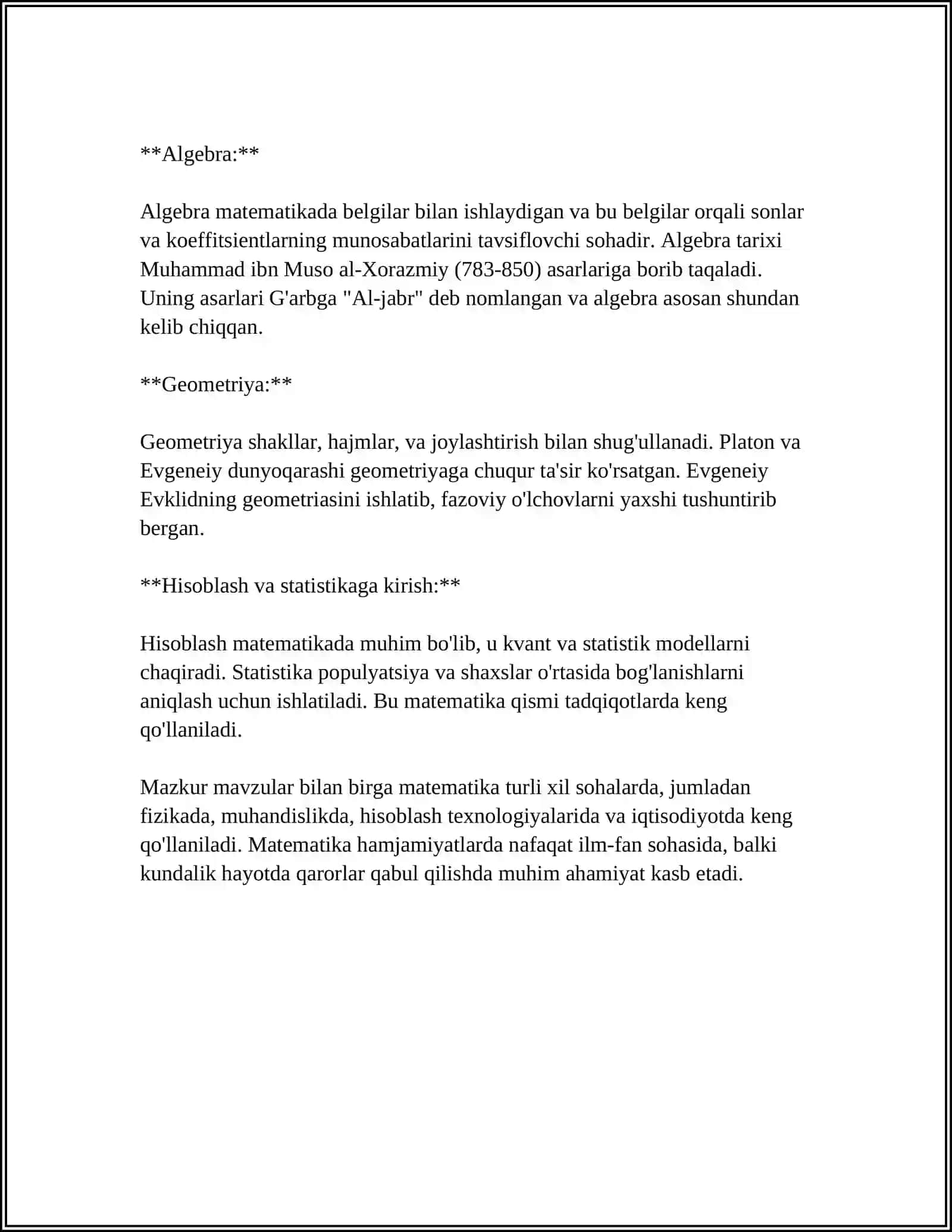 MUSTAQIL ISH Mavzu: YO‘NALISHDA MAVJUD FANLAR BO‘YICHA MA’LUMOT BERUVCHI BOT YARATISH 4