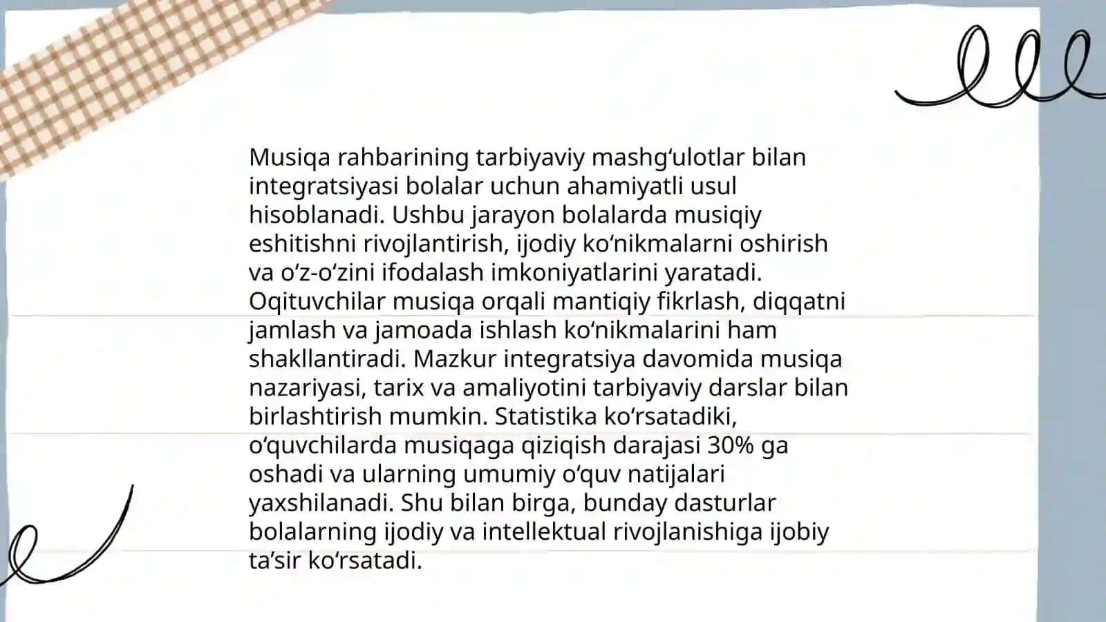 Mavzu: DMTTdagi kundalik faoloyatlar davomida pedagoglarning õzaro hamkorligi tarbiyachi, jismoniy tarbiya yõriqchisi va musiqa rahbarining õzaro hamkorlik 4