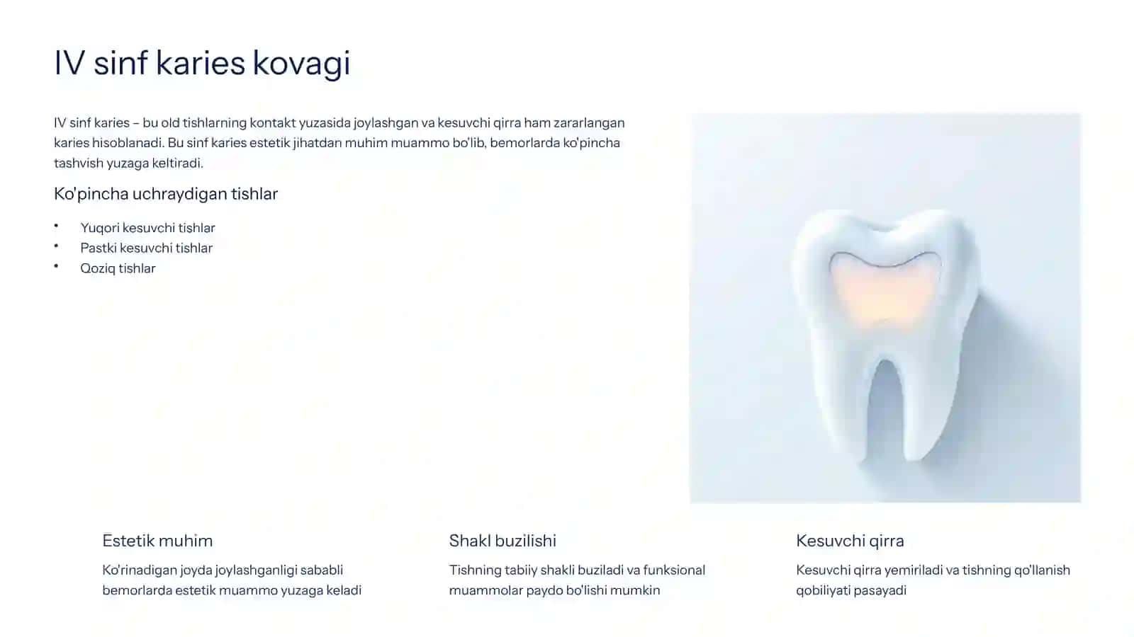 IV sinf karies kovaklarini tayyorlash va plombalash texnikasi 4