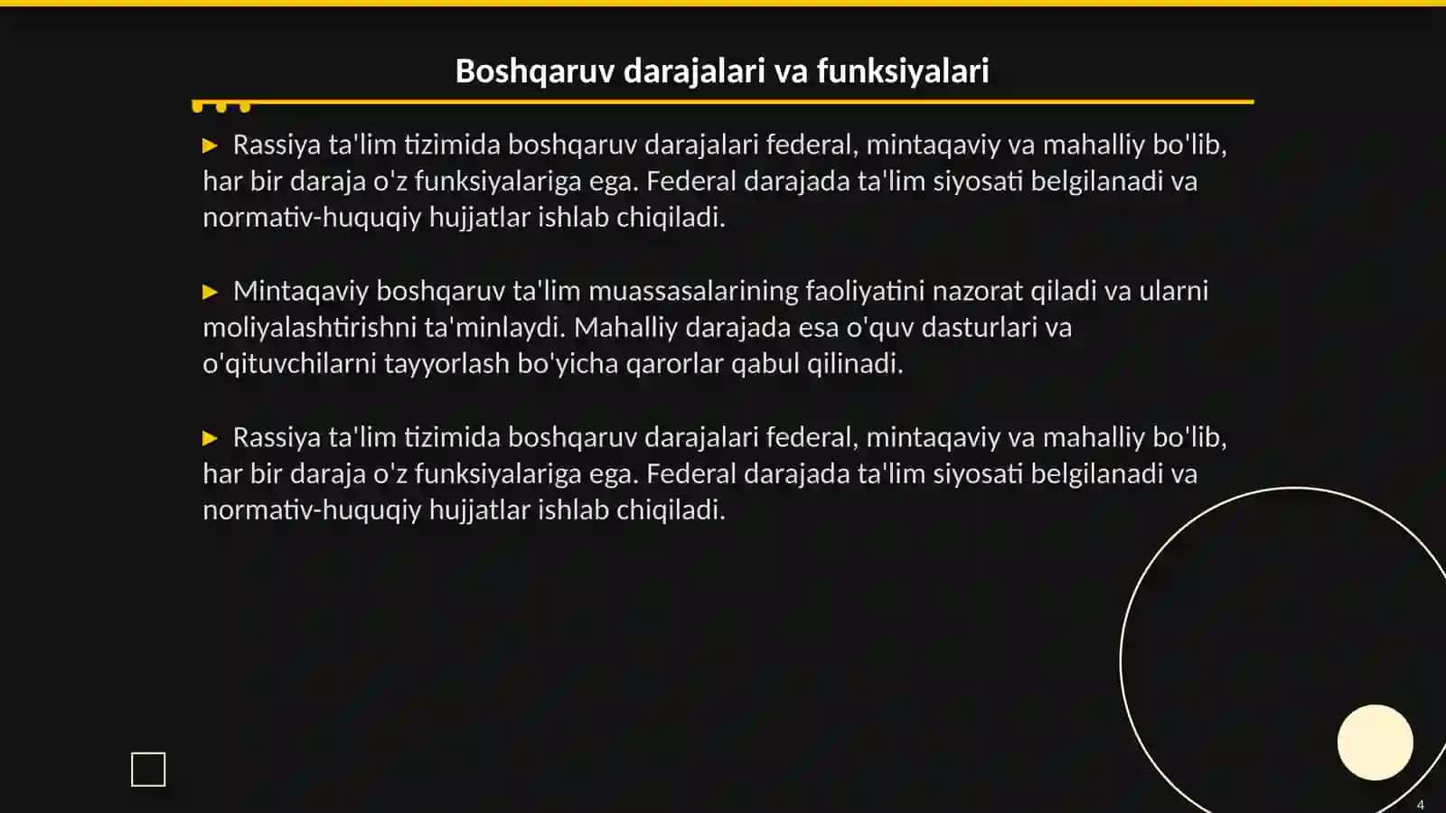 Rassiya davlatining ta'lim muassasalarida boshqarish strukturasi 4