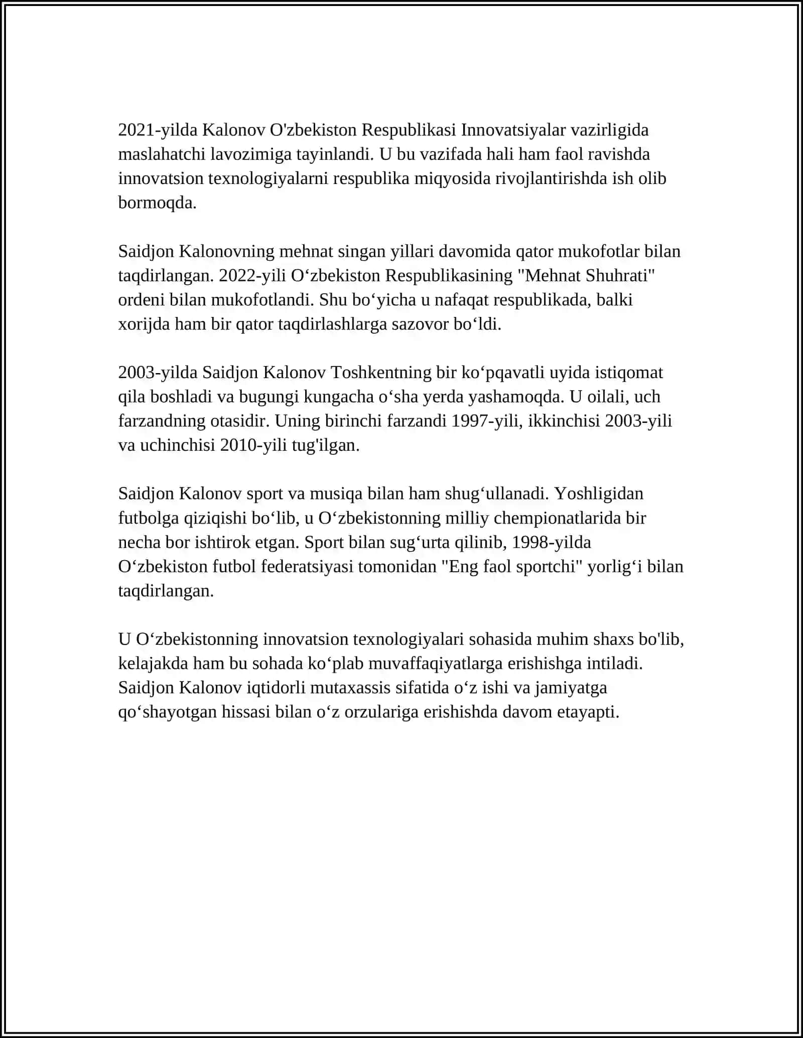 SAIDJON KALONOV XAYOTI VA IJODI 4