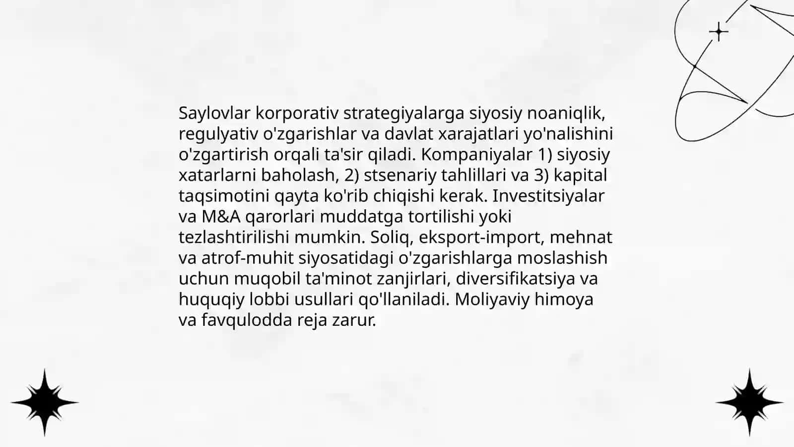 Siyosiy vaziyatning biznesga ta'sirini baholash 4