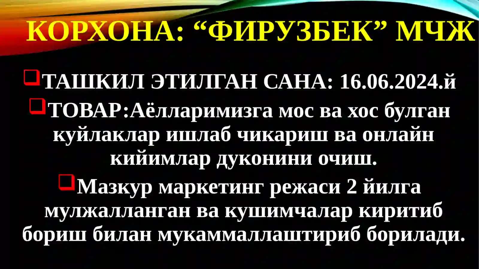 КРЕАТИФ ФИКРЛАШФАНИДАН ТАЙЁРЛАГАН КРЕАТИВ БИЗНЕС ЛОЙИХАСИ 4