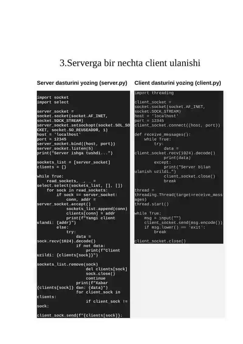 Oddiy CLIENT-SERVER xabar almashuvi 4