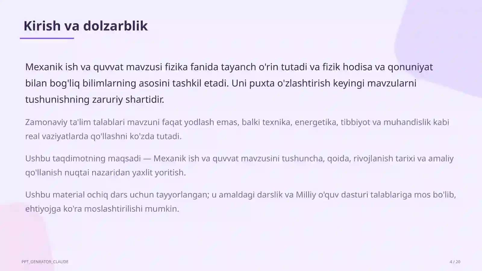 Mexanik ish va quvvat (7-sinf) 4