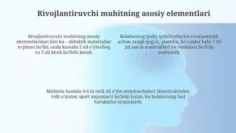 MAKTABGACHA TA'LIM TASHKILOTLARIDA RIVOJLANTIRUVCHI MUHIT VA UNING TURLARI 4