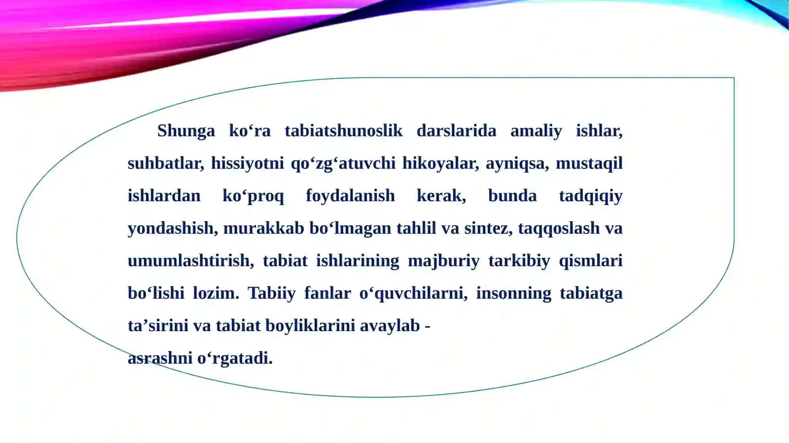 Tabiatshunoslik fanini o'qitish metodikasi 4