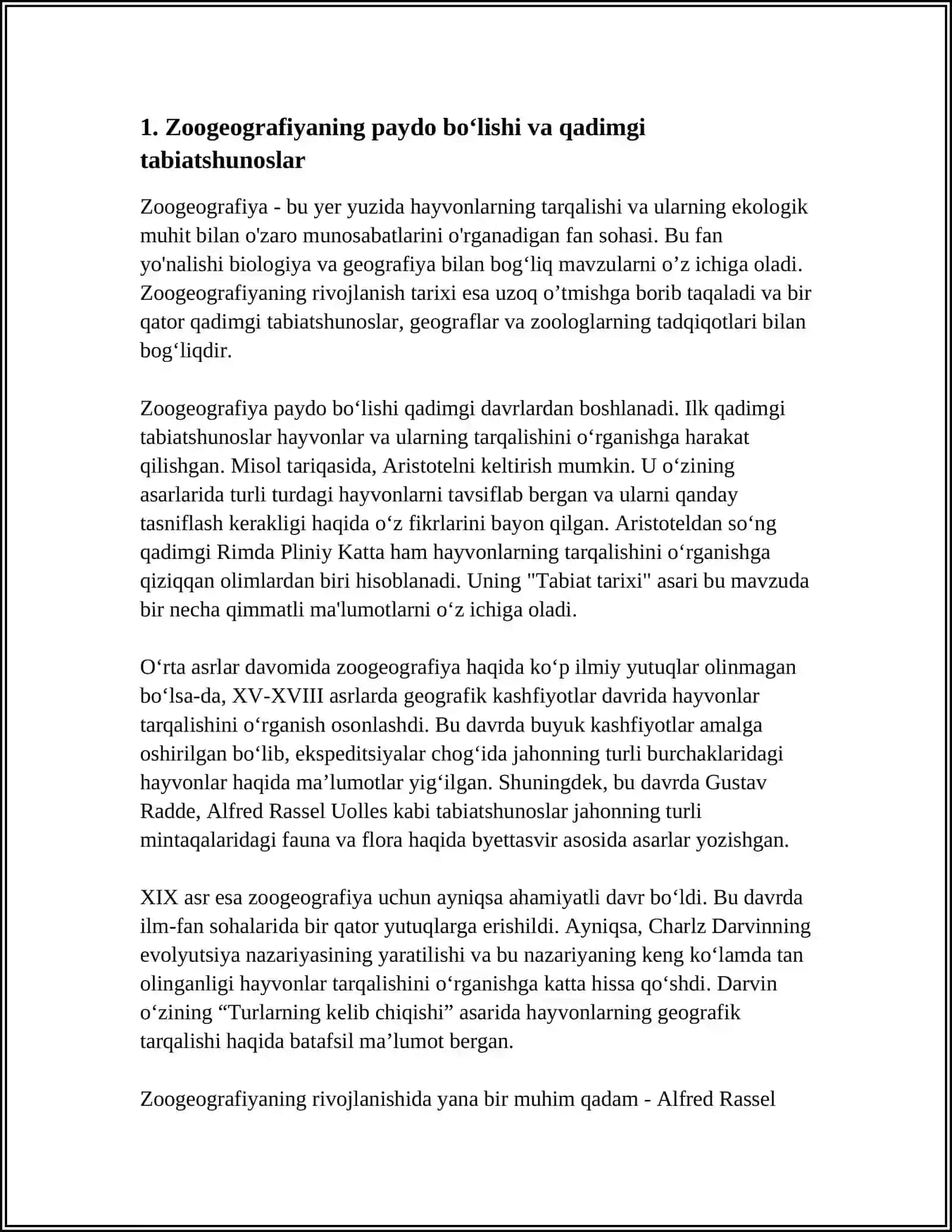 ZOOGEOGRAFIYANING RIVOJLANISH TARIXI 4