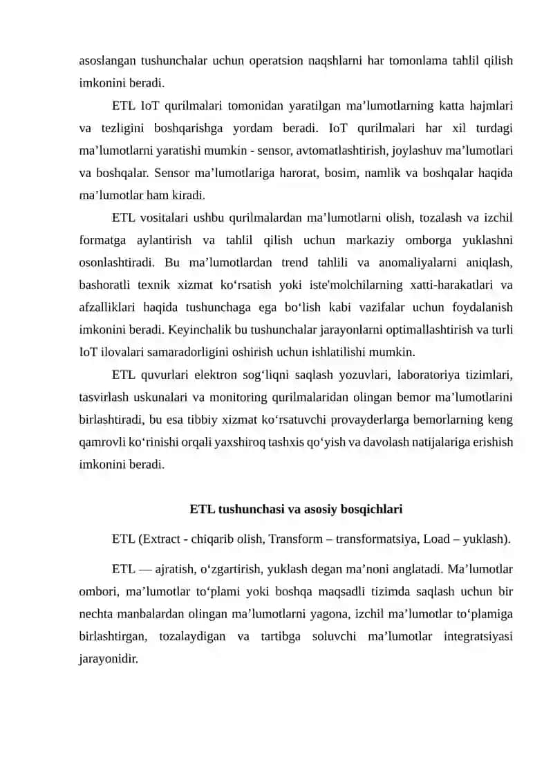 ETL (Extract - chiqarib olish, Transform – transformatsiya, Load – yuklash) 4