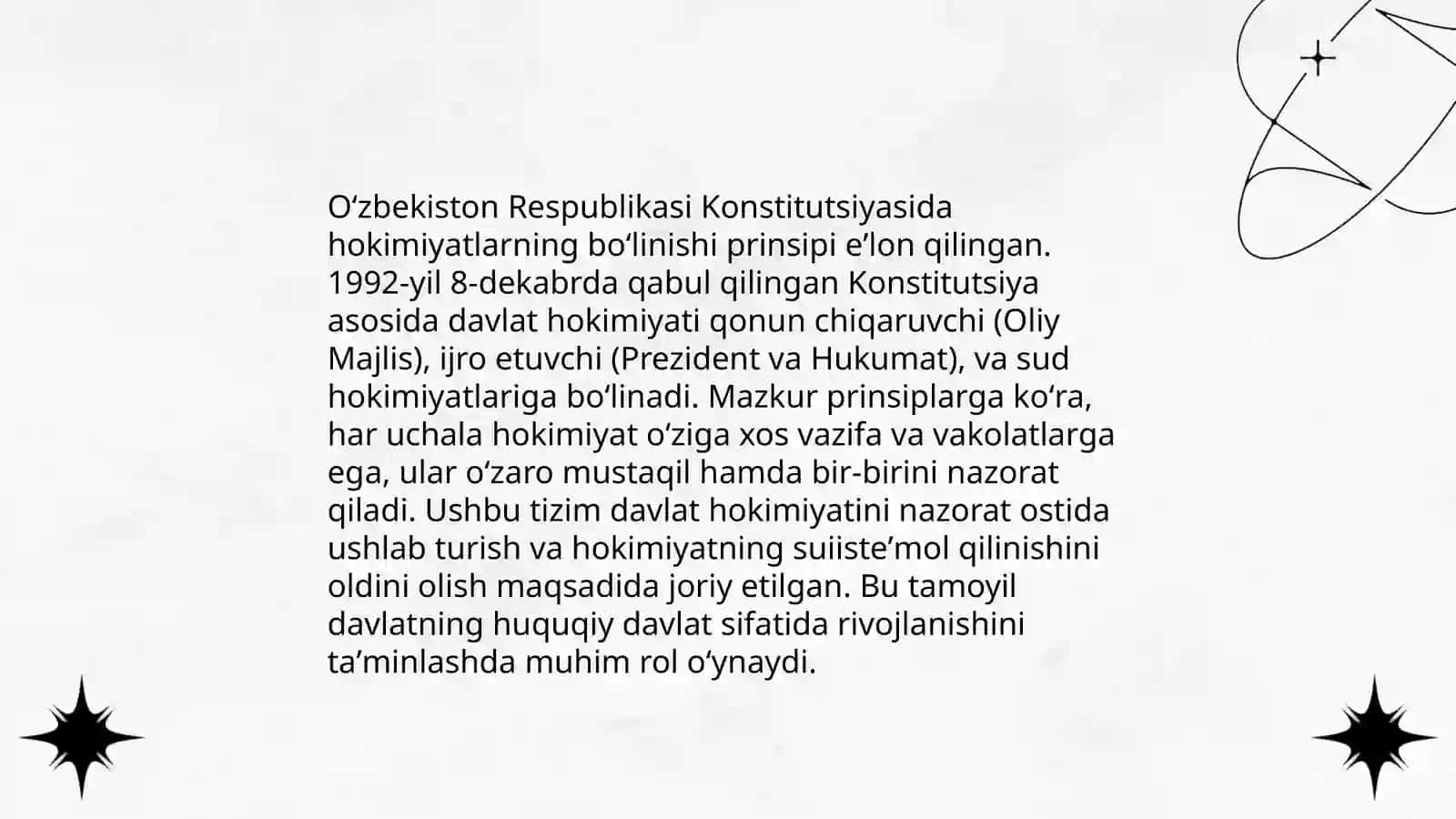 Hokimiyatlar boʻlinishi prinsipi 4