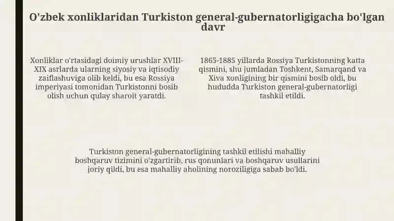 Oʻzbek davlatchiligining shakllanishi va taraqqiyoti bosqichlari 4