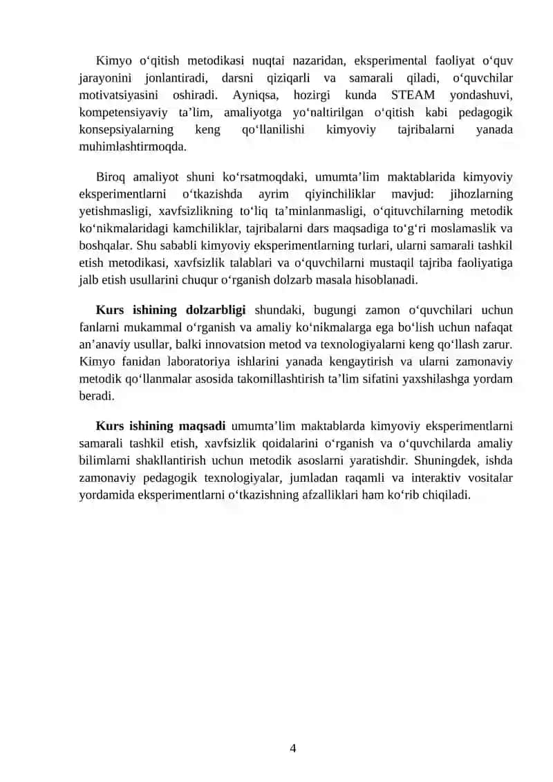 Umumta’lim maktabda o’tkaziladigan kimyoviy eksperimentlar metodikasi 4
