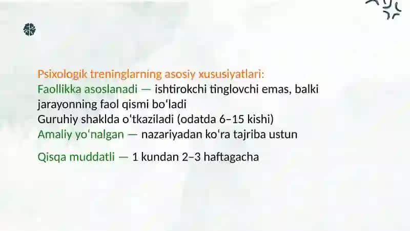 Psixologik treninglarning turlari va amaliy qo‘llanilishi 4