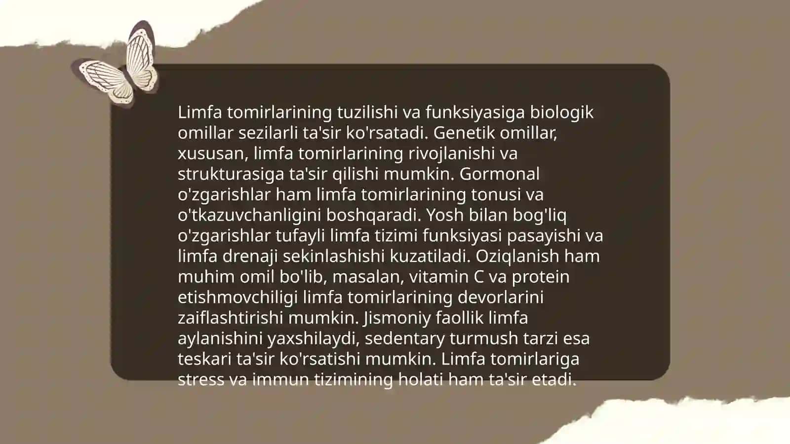 Limfa tomirlarini rivojlanishiga va tuzilishiga ijtimoiy va biologik muhitlarning ta'siri 4