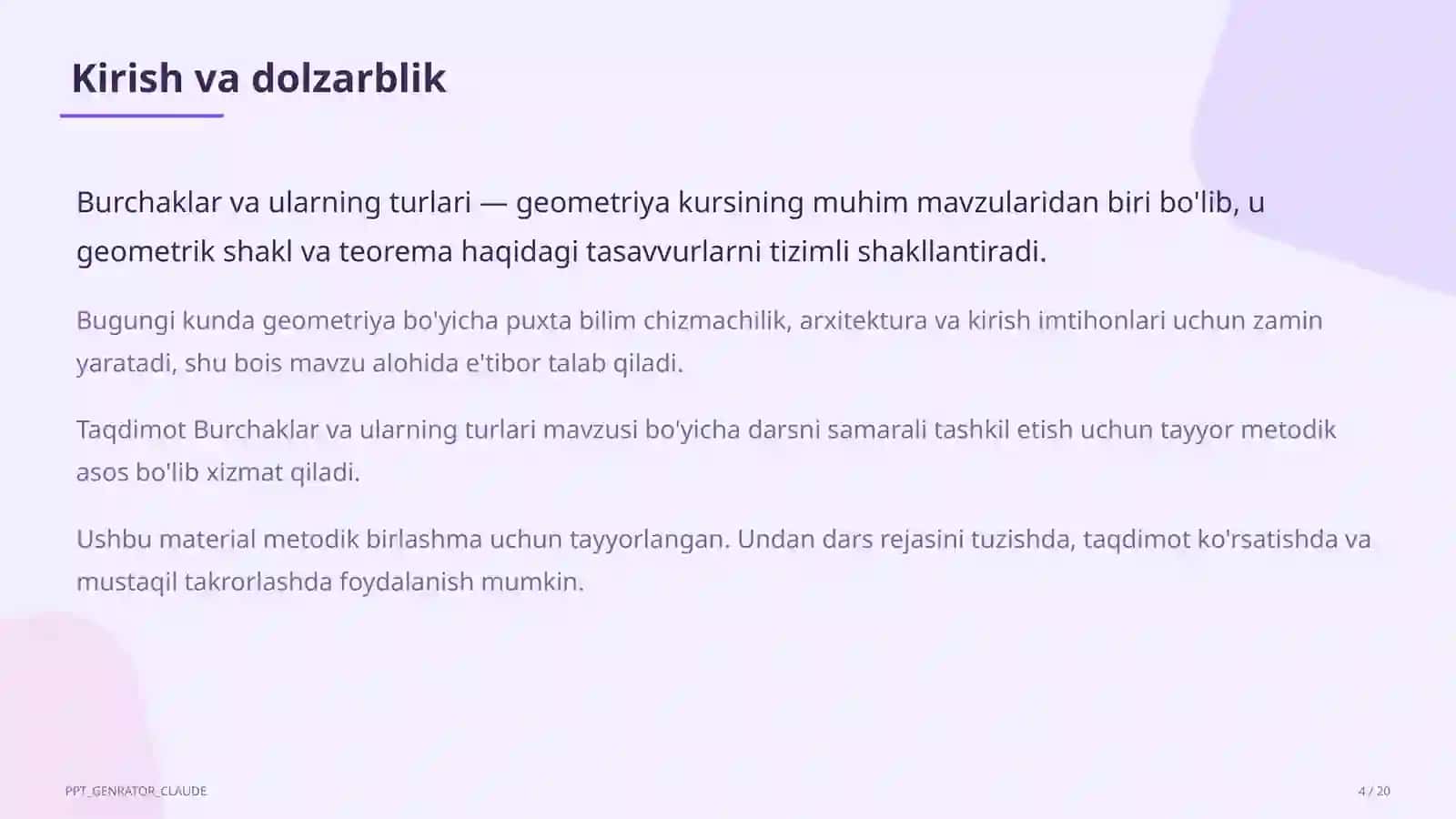 Burchaklar va ularning turlari (7-sinf) 4