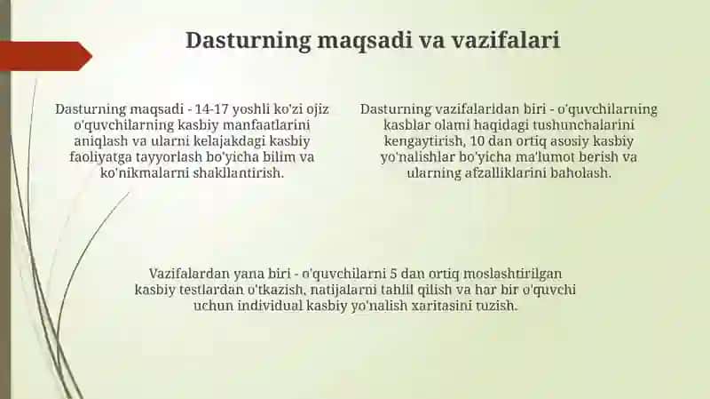 Kasbiy yo'nalish dasturi 4