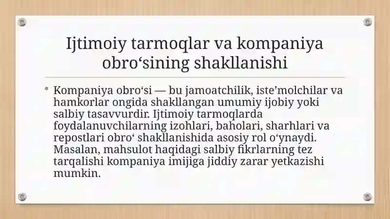 Ijtimoiy tarmoqlarning kompaniyalar obro‘siga ta’sirini tahlil qilish (ehtimoliy modellar asosida) 4