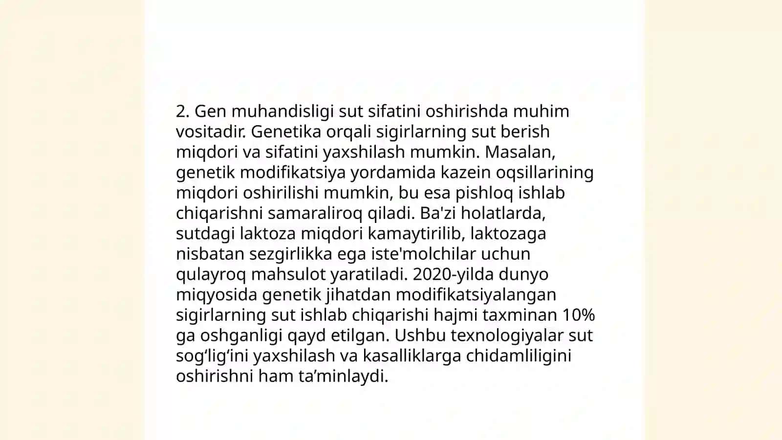 Transgen texnikasidan sut tarkibini yaxshilash maqsadida foydalanish texnologiyasi 4