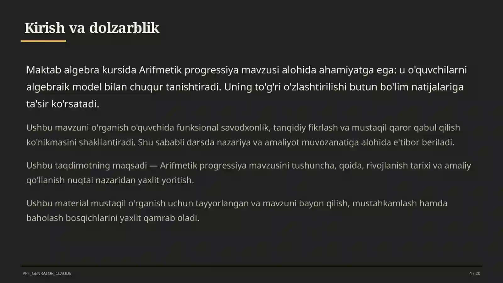 Arifmetik progressiya (9-sinf) 4