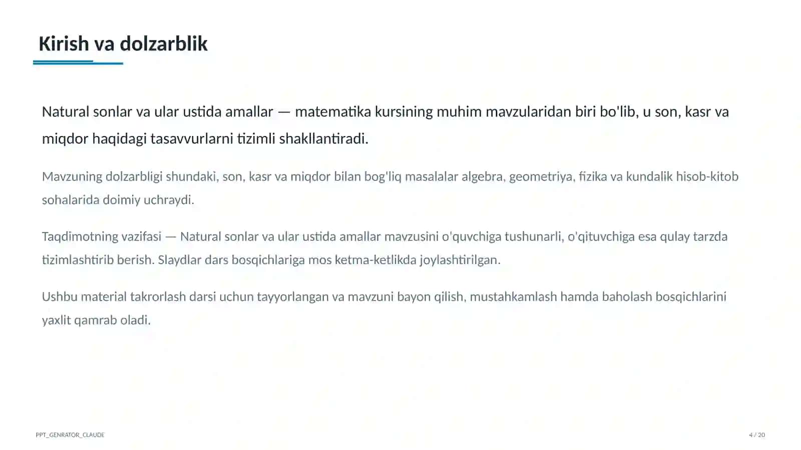 Natural sonlar va ular ustida amallar (5-sinf) 4