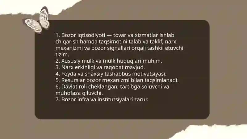BOZOR IQTISODIYOTI. BOZOR VA UNING TUZULISHI 4