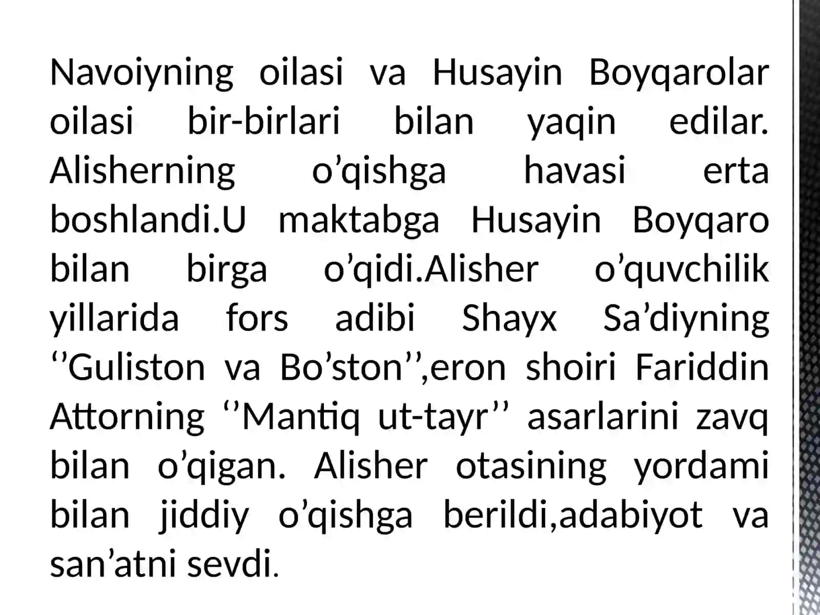 Alisher Navoiy  shaxsiyati  va uning ilmiy-badiiy  merosida tarbiya masalasining ustuvorligi 4