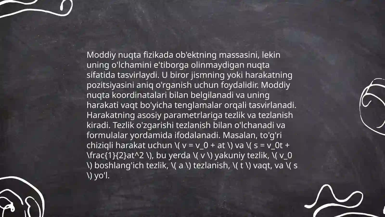 Kinematika asoslari.Moddiy nuqtaning to'g'ri chiziqli harakati 4