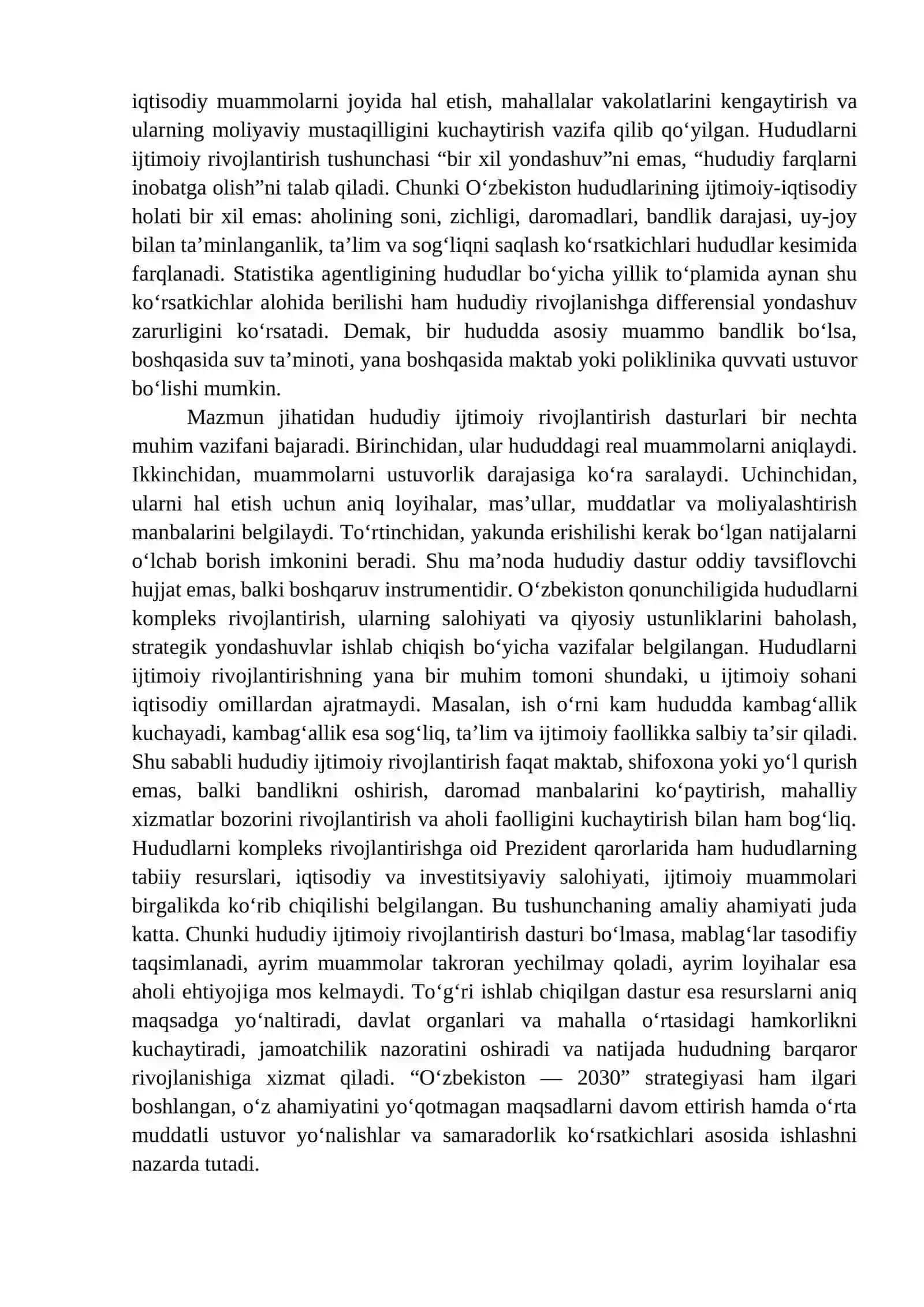 Mamlakatimizda hududlarni ijtimoiy rivojlantirish dasturlarini ishlab chiqish 4