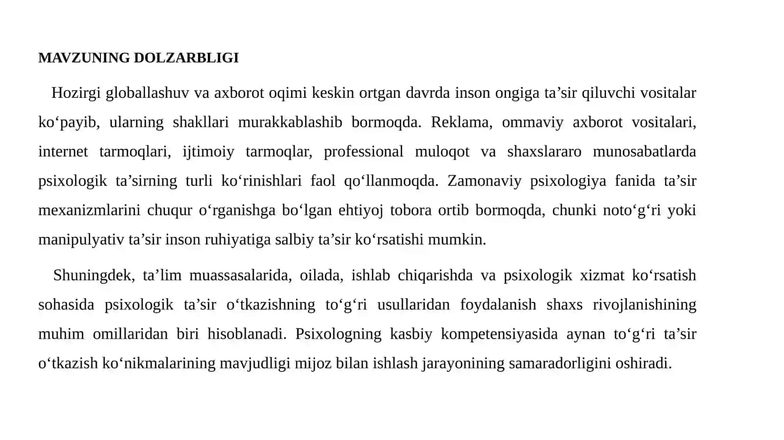 Amaliy Psixologiya Yo’nalishi: Psixologik Ta’sir O’tkazish Usuli 4